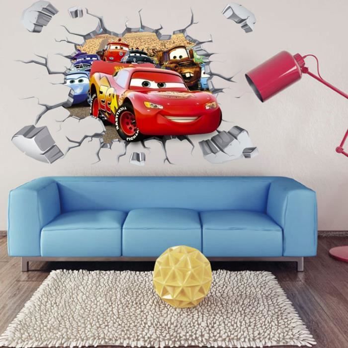 Sticker Decoration Murale Salon Chambre Enfants 3d Voitures B418