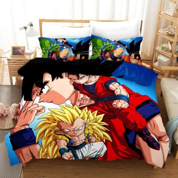 Parure De Lit Dragon Ball Super Enfant - Housse Couette 140x200 Cm + Taie 63x63 Cm - Microfibre Oeko Tex - Réversible