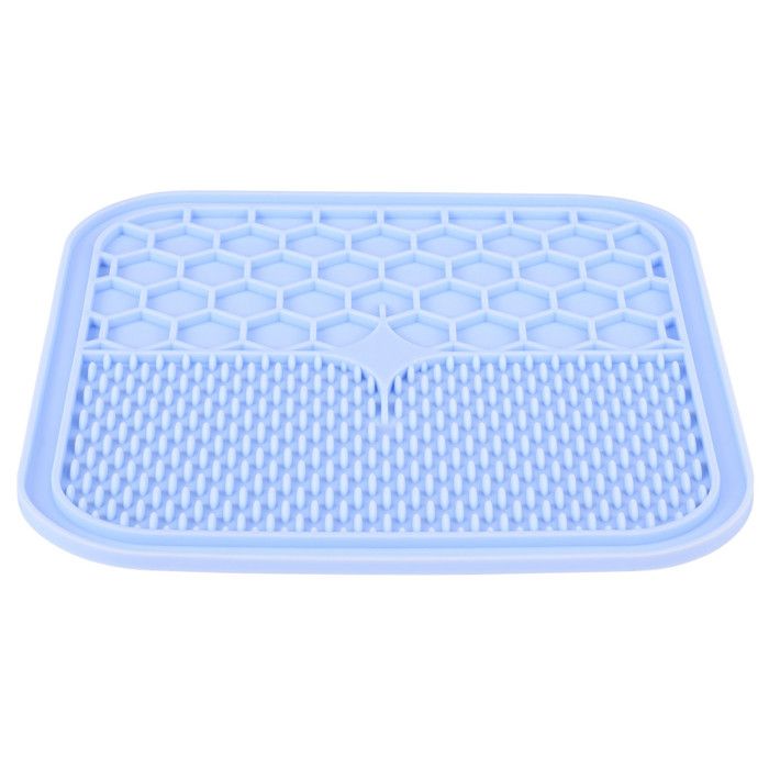 Tapis à lécher silicone ventouse M 21 x 21 cm bleu pour chien - zolux