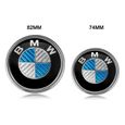 2 x  Carbone Bleu Blanc BMW  Logo Badge Embleme Capot 82mm + Coffre74mm-1