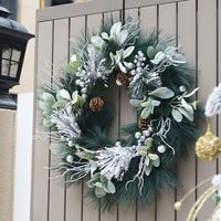 Couronne De Noël En Forme De Larme 50x30 Cm - Déco Porte D’entrée Avec Boules Rouges Et Dorées - Artificielle Résistante
