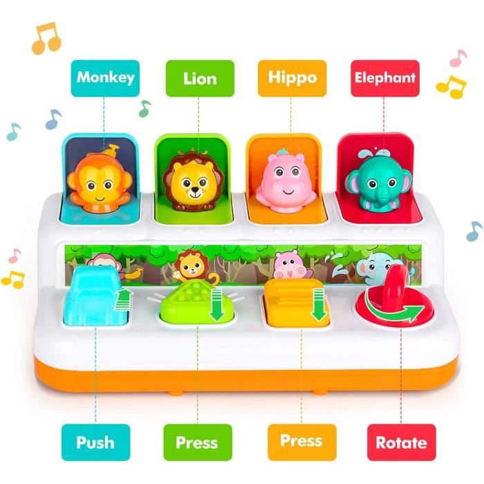 Maalr Bébé pop up toys cache-cache cache et recherche de jouets animaux tri  triage animal push poupée jouet créatif pop-up jouet interactif début  apprentissage de développement pour les tout-petits ga : 