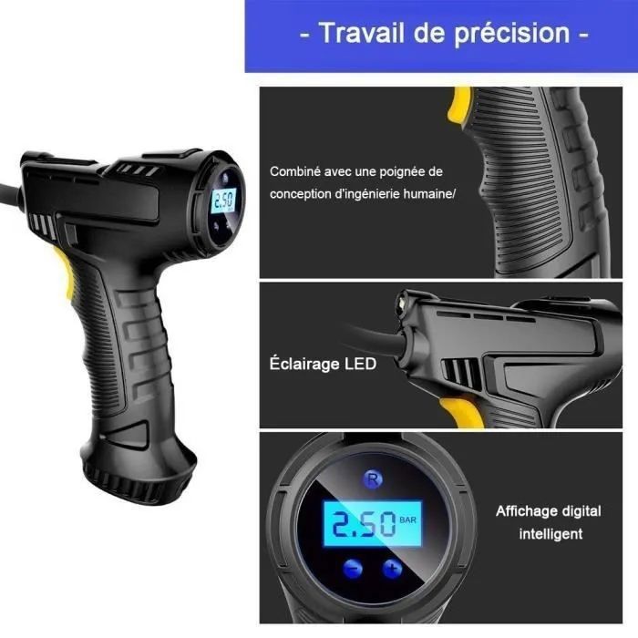 YUGUANG Gonfleur de Pneu Compresseur d'air Portable Pompe à air pour Voiture, 6000mAh YUGUANG Gonfleur de Pneu Compresseur d'air Portable Pompe à air pour Voiture, 6000mAh