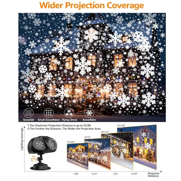 Projecteur Flocons De Neige Noël - étanche IP65 - Avec Télécommande - Pour Extérieur/intérieur