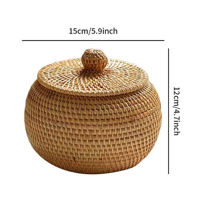 Petit Panier Ancien En Osier Avec Couvercles - Vannerie Fait Main