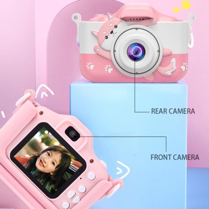 VOLY Appareil Photo pour Enfants,Mini Caméra Numérique Rechargeable  Caméscope Antichoc Photo vidéo,HD 1080P vec 32G de Micro SD Rose