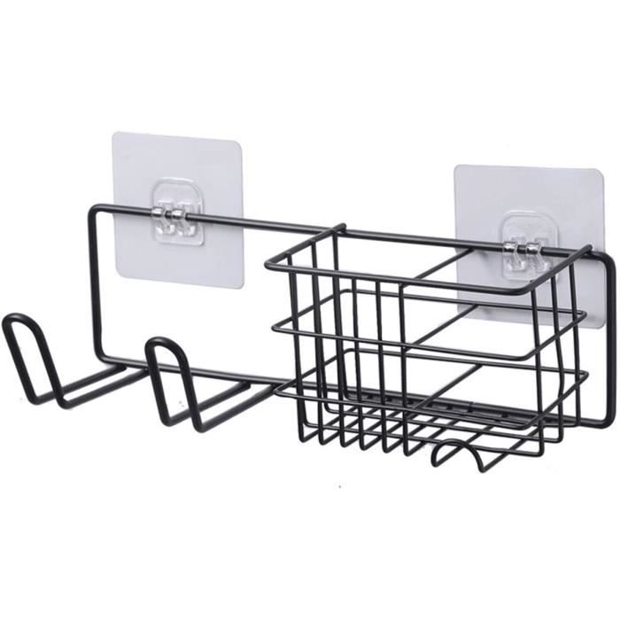 Support pour sèche-cheveux, hauteur réglable - Blanc, organiseur de salle de bain pour sèche