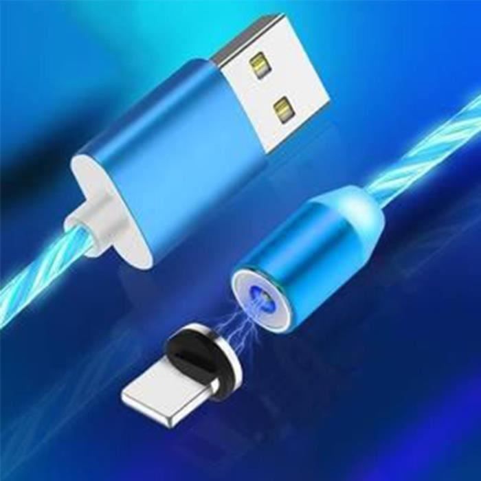 Led flux éclairage lumineux magnétique câble USB pour iPhone XR X 7 8 Micro  Type C chargeur Charge rapide aimant Charge USB type-c - Cdiscount  Informatique