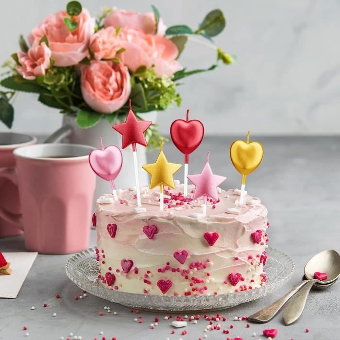Bougie d'anniversaire en Forme Coeur,6 Pcs Bougies Deco de Gâteau pour  Enfants et Adultes,Accessoires de Décoration de Gâteau (I) - Cdiscount  Maison