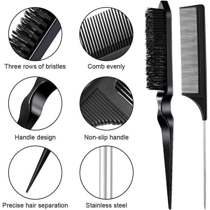 Peigne Afro Plastique Démêlant - Pour Cheveux Crépus, Perruques, Tresses - 16x6,5 Cm - Couleur Café - Neuf