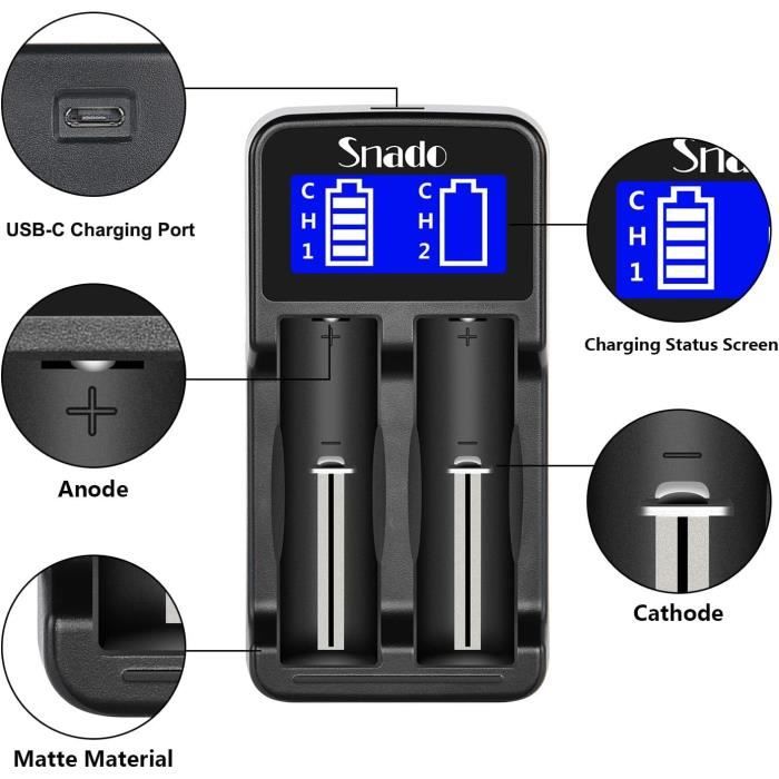 Hisewen Chargeur de batterie universel 18650 avec écran LCD pour Hisewen Chargeur de batterie universel 18650 avec écran LCD pour