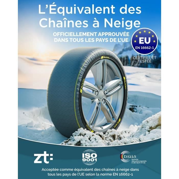 Chaussettes à Neige Kippen Homologuées EN 16662-1 - Pour Voiture, SUV, Utilitaire - Taille XS