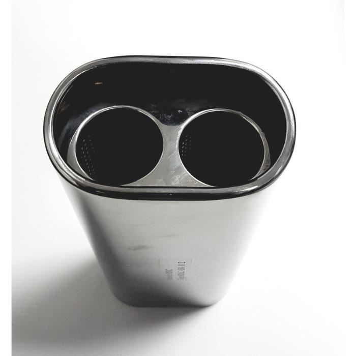 Embout D'échappement Double Sortie 80 Mm - Longueur 160 Mm, Montage -50 Mm, Inox - Pour Customisation Auto/moto Embout Big Rim
