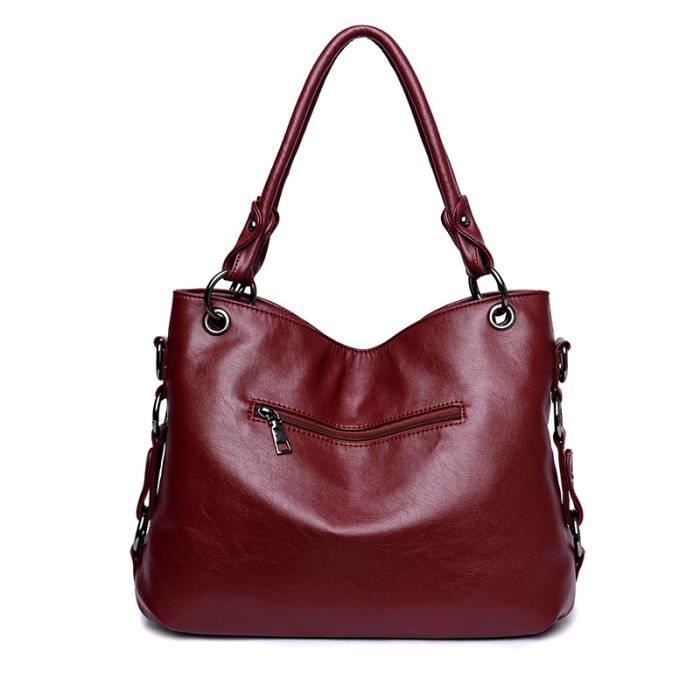 Sac à Bandoulière En Cuir Vintage Rouge/marron – Look 70's 80's