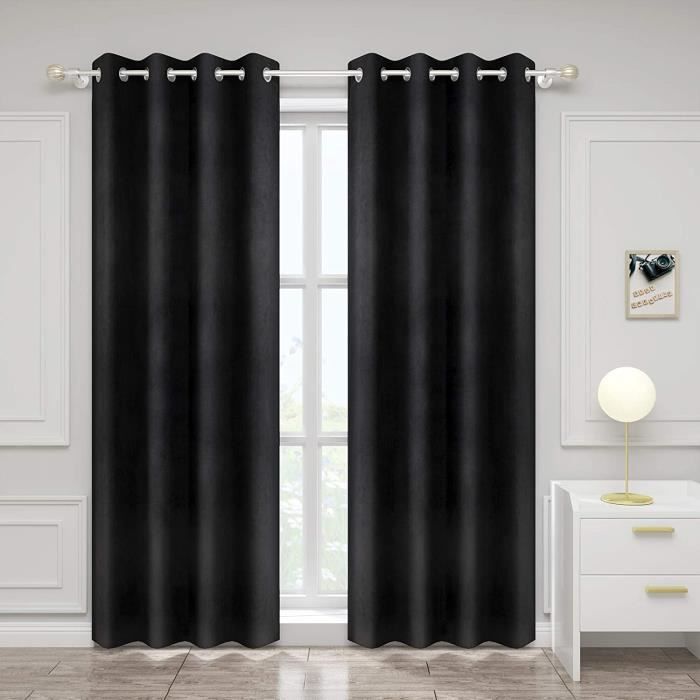 Rideaux Occultants En Velours - Lot De 2 - 140x245 Cm - Isolants Thermiques Et Phoniques - Beige