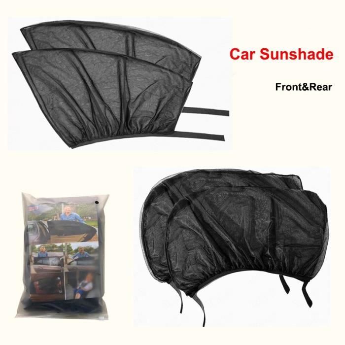 PARE SOLEIL,4 pcs Black--Rideau pare soleil en maille pour vitres latérales  avant et arrière de voiture, protection UV en tissu anti