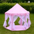 Tente Princesse Enfant Tente De Jeu Pliable Chateau Filles Jouet Tente (Rose) Pour Maison Plage-2