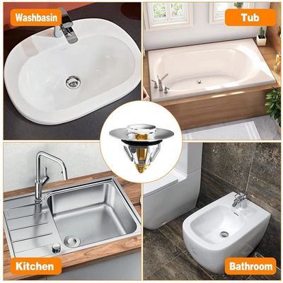 Bouchon De Lavabo Pop-up Universel En Acier Inoxydable - Pour éviers 28-40 Mm, Avec Filtre Anti-cheveux