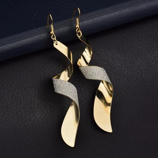 Boucles D/'Oreilles Noir En Spirale Torsadées L/&D