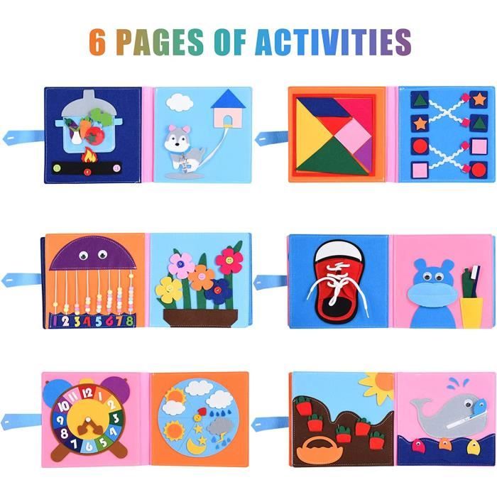 Livre Silencieux, Montessori Jouet Éducatif Préscolaire,Jouets Sensoriels  Autisme,Livre de Puzzle Jeu de Réflexion Interactif - Cdiscount Jeux -  Jouets