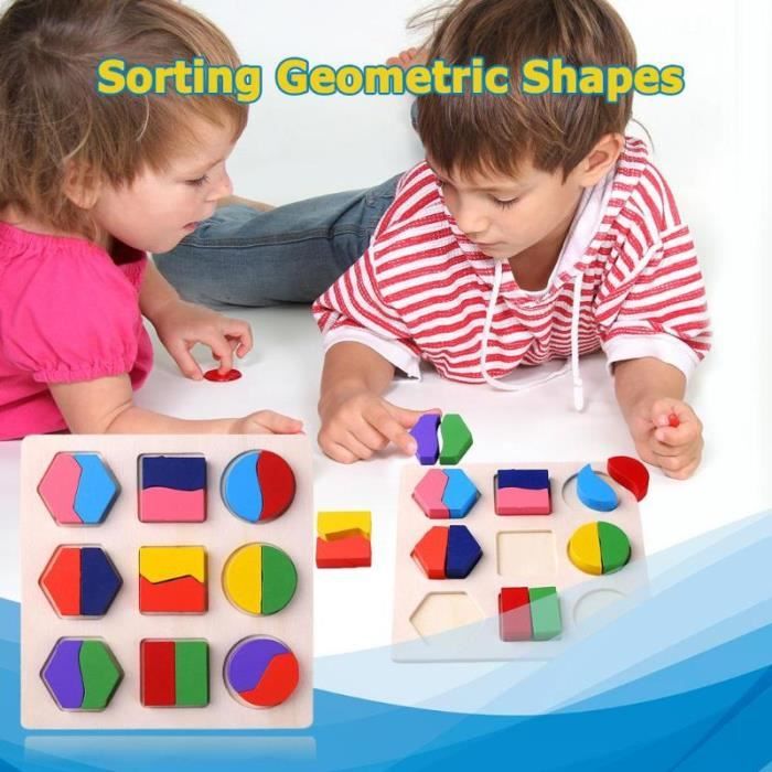 Planche de tri géométrique en bois Montessori, jouets éducatifs pour