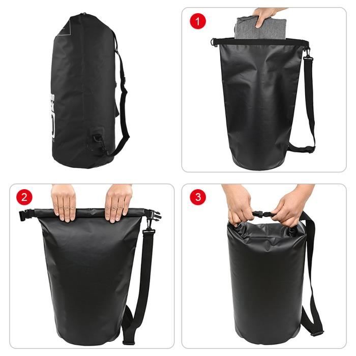 Sac flottant impermeable a l eau Sac a dos etanche a l eau impermeable multifonctionnel Sac a dos flottant 20 litres noir Cdiscount Sport
