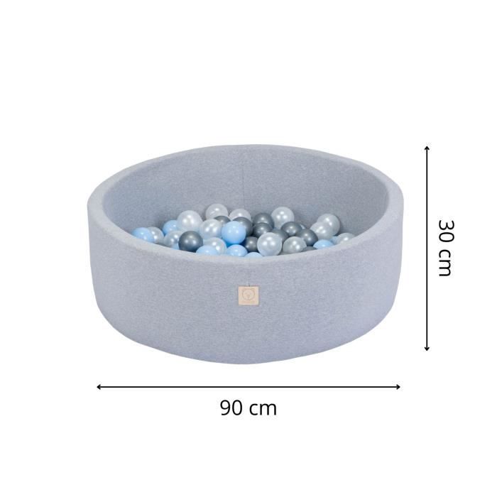 Piscine a balles pour bebe MISIOO Smart 150 balles 90 x 30 cm Gris clair Bleu Blanc Argent Cdiscount Jeux Jouets