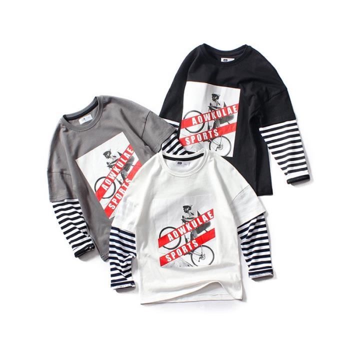 T-shirt Manches Longues Enfant Unisexe - Coton Doux, Coupe Ample - Printemps, Maternelle, Loisirs - Taille 2-10 Ans - 2