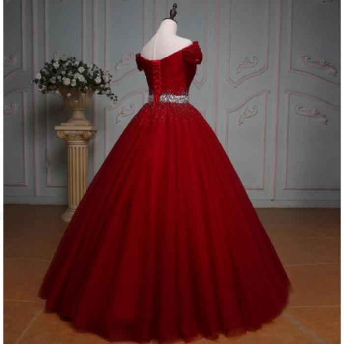 Robe de bal rouge vin cheap