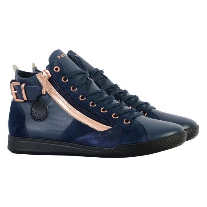 Tennis Basket Hautes Pataugas Palme Marine Rose Femme Marque PATAUGAS Cuir Lacets Bleu Marine rose Cdiscount Chaussures