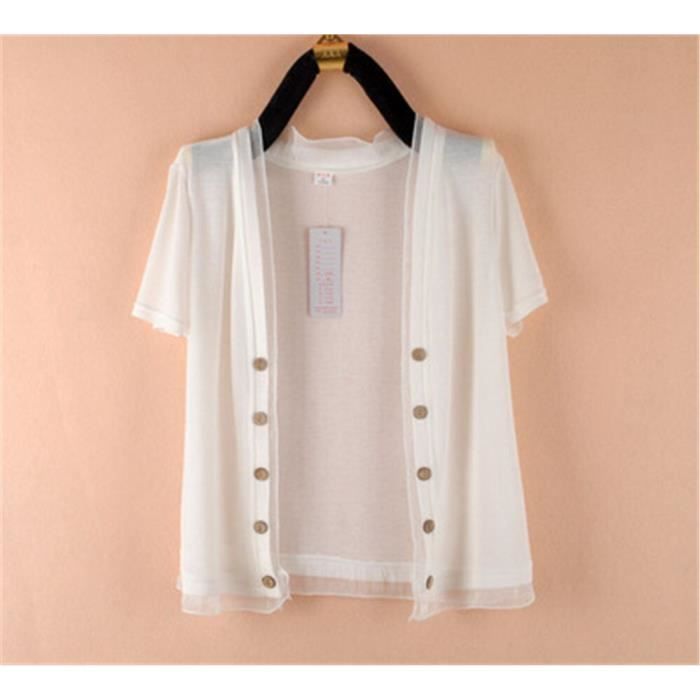 Cardigan femme deals manche courte