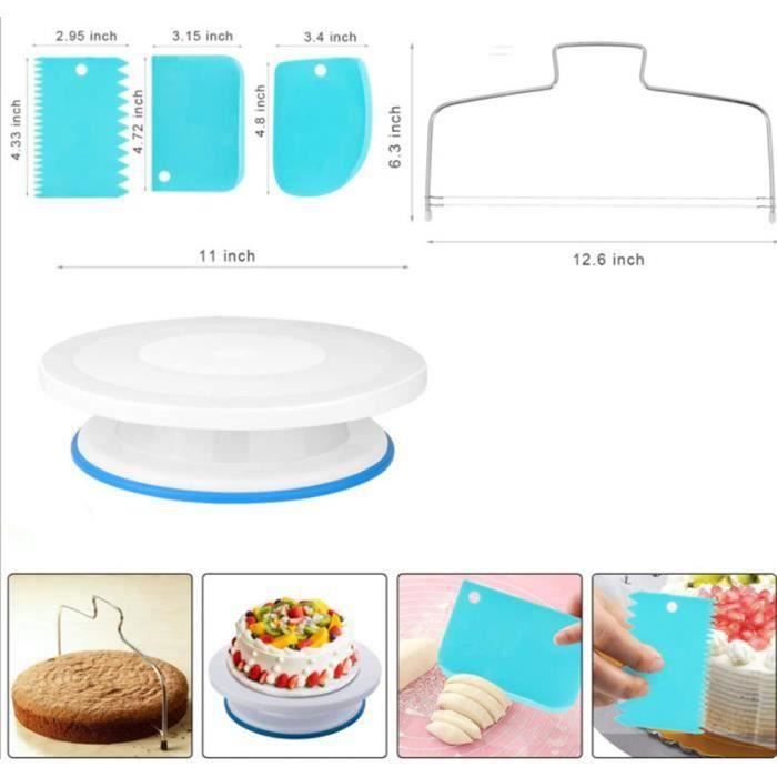 Kit Décoration Gâteaux MeYuxg - Plateau Tournant 360° + 2 Spatules + 3 Grattoirs - Pour Débutants Et Pros