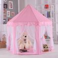 Tente Princesse Enfant Tente De Jeu Pliable Chateau Filles Jouet Tente (Rose) Pour Maison Plage-3