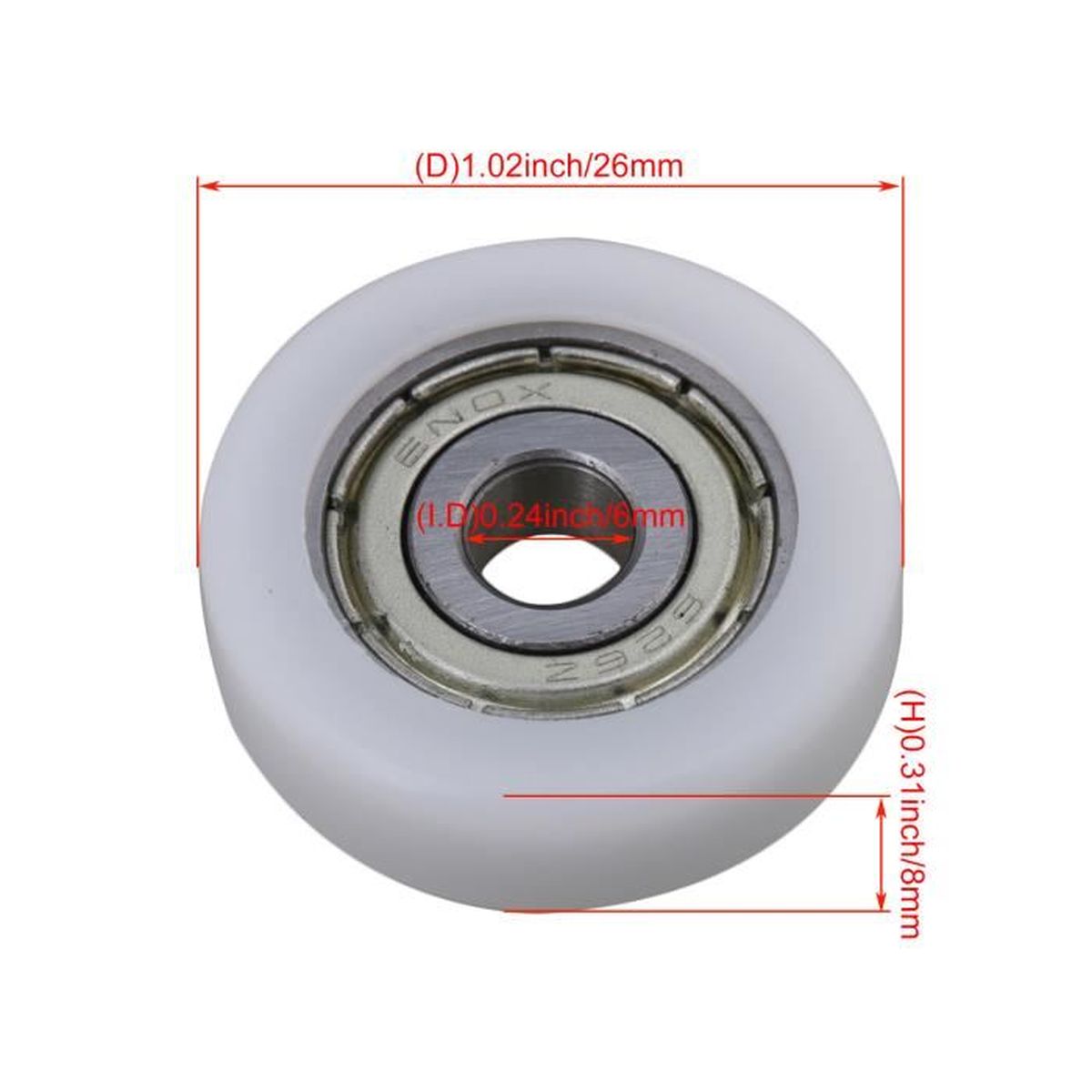 Cnbtr U-groove recouvert de plastique en acier Roulement à billes Guide Poulie de roue Lot de 4 