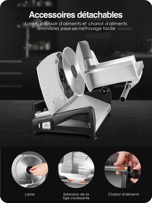 Trancheuse Électrique YASHE 250W - Pour Jambon Et Saucisson - Lames Inox Amovibles - Épaisseur Réglable