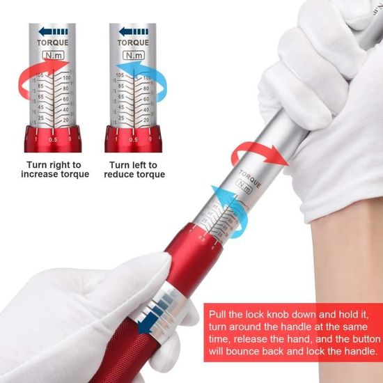 VANPO Clé Dynamométrique 1/2 Camion Motos Précision ± 3% Clé à Cliquet avec Extensionsde 7,5 cm et 12,5 cm & 5 Douilles pour Autos Clé de Torsion 20-220 Nm 8 Pièces Kit 