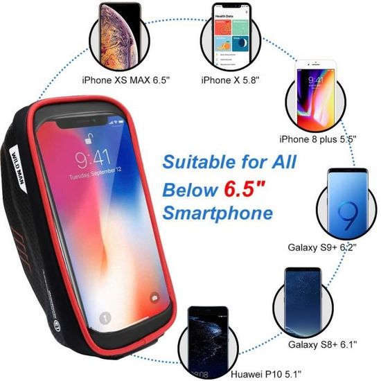 Sacoche Velo Cadre Etanche Top Tube Sacoche Cadre Vtt Pour Telephone Avec Ecran Tactile Sensible Pochette Guidon Portable Pour Iphone Xs Max Xs Xr X 8 8 Plus Smartphones Jusqua 6 0 Pouce