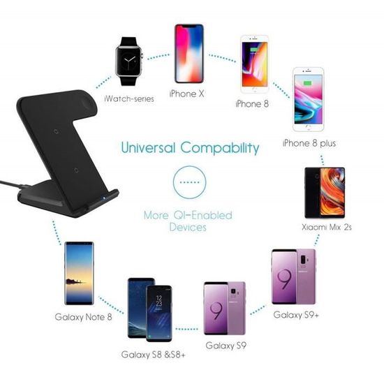 Chargeur sans Fil pour Apple Watch 2 in 1 Chargeur à induction Station pour  iWatch Series 3/2,iPhone X/XR/XS/XS MAX/8/8 Plus etc - Cdiscount Téléphonie