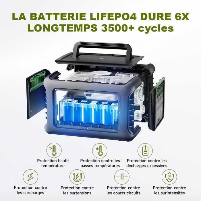 Station D'alimentation Portable 600W (1200W En Surtension) – 2 Prises, Pour Extérieur