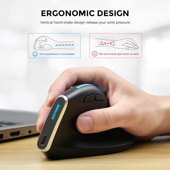 Nouveau Version] Souris Ergonomique Verticale Sans Fil, Tri-Modes Mouse  2.4G & Bluetooth Rechargeable, Souris Vertical Droit[O163] - Cdiscount  Informatique