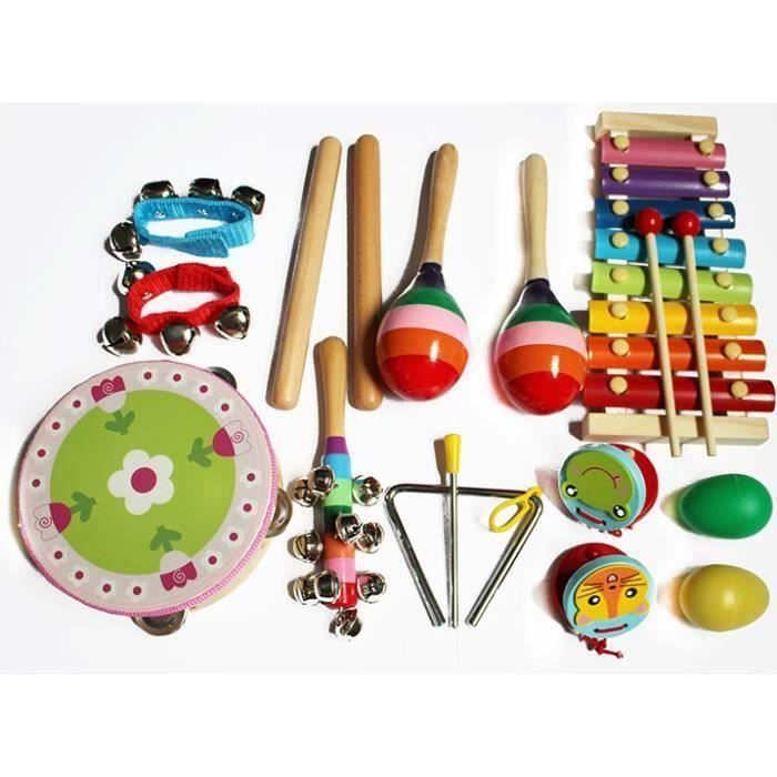 12 En 1 percussion Jouet Set-wooden Instruments de musique pour tout-petit  avec transport