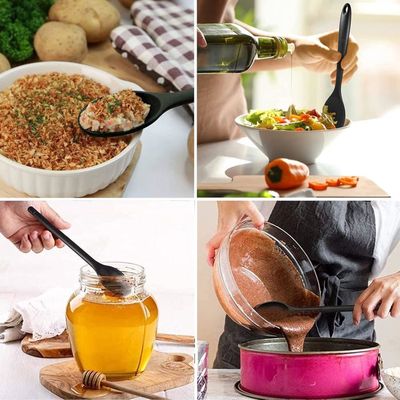 Set 3 Cuillères En Silicone Pour Cuisson - Grande Cuillère, Cuillère Trouée, Pinceau - Résistantes à La Chaleur 230°C, Sécurité Alimentaire