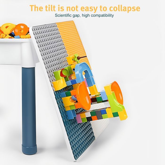 Table D'activités Pour Enfants Avec 2 Chaises Et 300 Blocs - Plateau Réversible - Rangement Intégré