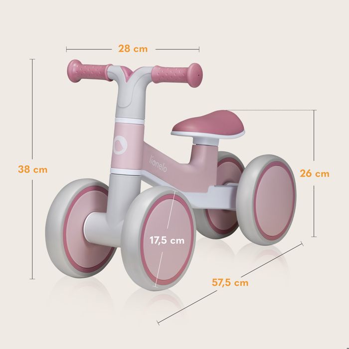 Porteur Lionelo Sammy Rider 4 Roues - Pour Enfants 1-3 Ans Jusqu'à 25kg Avec Éclairage