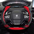 Rouge - Pour Peugeot 208 e208 2020 2021 2022 housse de volant de voiture mignon en fibre de carbone PU cuir f-0