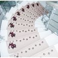Tapis d'escalier Antidérapant Auto-adhésif Lavable pour escalier en bois massif, Carrelage, Beige Chaton 55*22*4.5cm-0