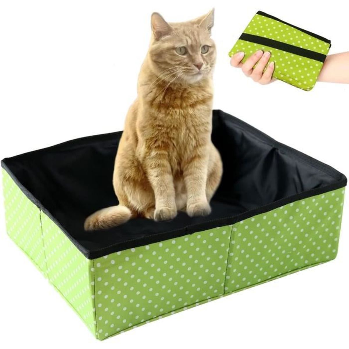 Litière de Voyage pour Chat Pliable, Portatif Boîte à Litière Chat, Bac Litière Pliable, Etanche