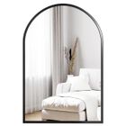 DRIPEX Miroir Mural Arqué 60×90cm, Miroir de salle de bain avec Cadre en Alliage d'Aluminium pour Entrée Chambre Salon Salle de Bain Noir