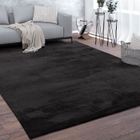 Paco Home Tapis De Salon Poils Ras Lavable Monochrome Style Moderne Noir 160x220 cm