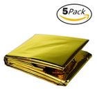 SANLIN BEANS Couverture de survie d'urgence( Lot de 5) Grande Taille: 210 x 140cm, Conserver la chaleur du corps, Imperméable , Doré